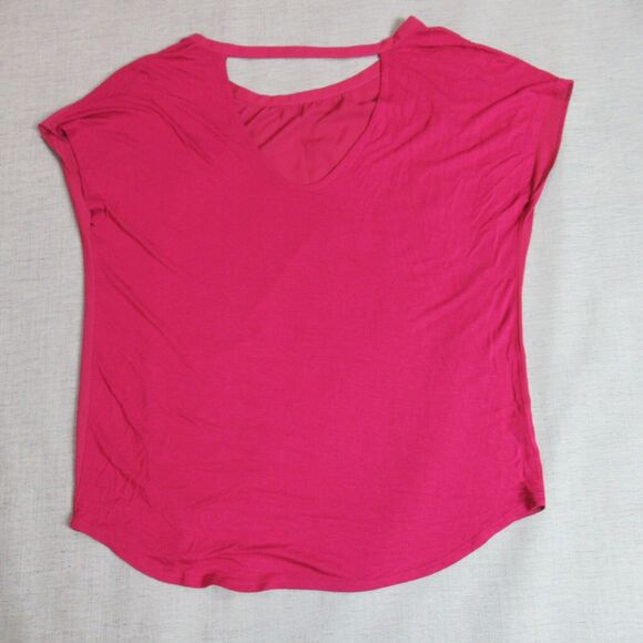 LOFT Outlet Top Womens Large Wine Round Neck Cap Sleeve Blouse Casual Career - Picture 4 of 10